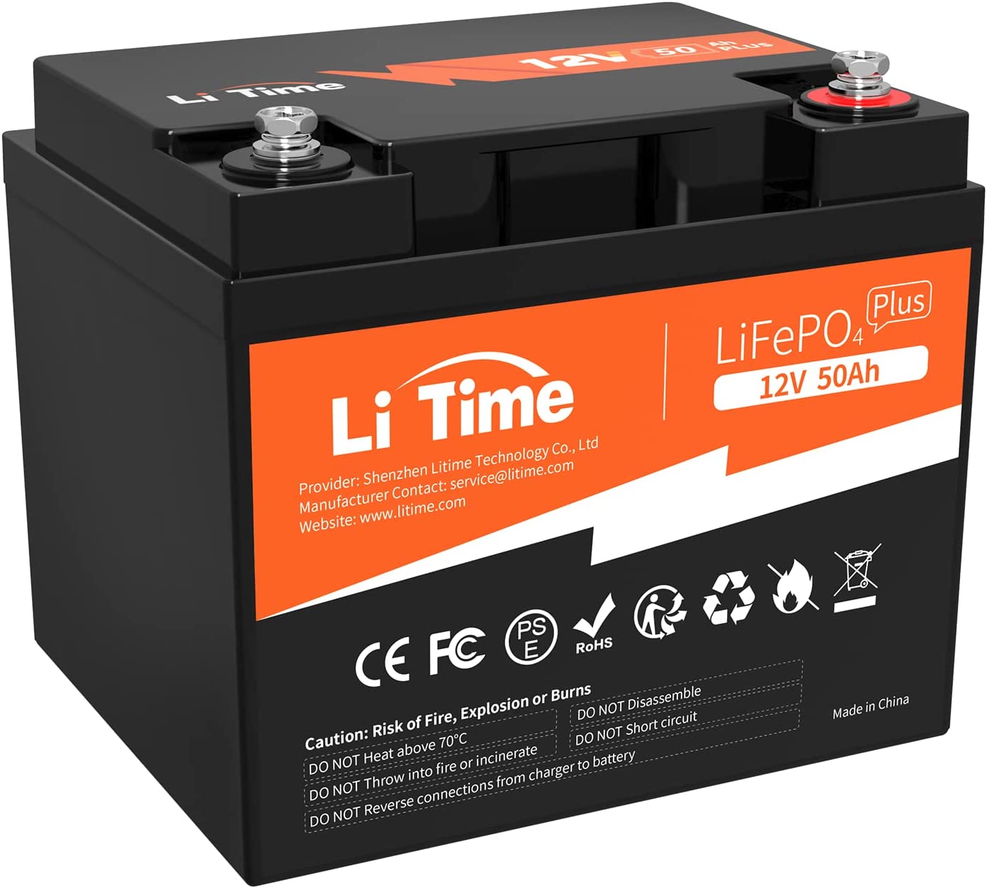 LiTime 12V 50Ah Lithium LiFePO4 Battery Built in BMS 10 Years Lifetime 4000 Cycles Output Power 640W Perfect for Boat Marine Trolling motor Camping Riding Mower