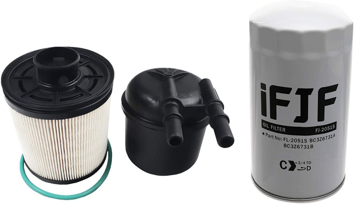 iFJF FD4615 Fuel Filter and FL2051S Oil Filter Replacement for 2011 2016 F250 F350 F450 F550 Super Duty 6.7L Powerstroke V8 Diesel Engine Replaces BC3Z 9N184 B BC3Z 6731 B